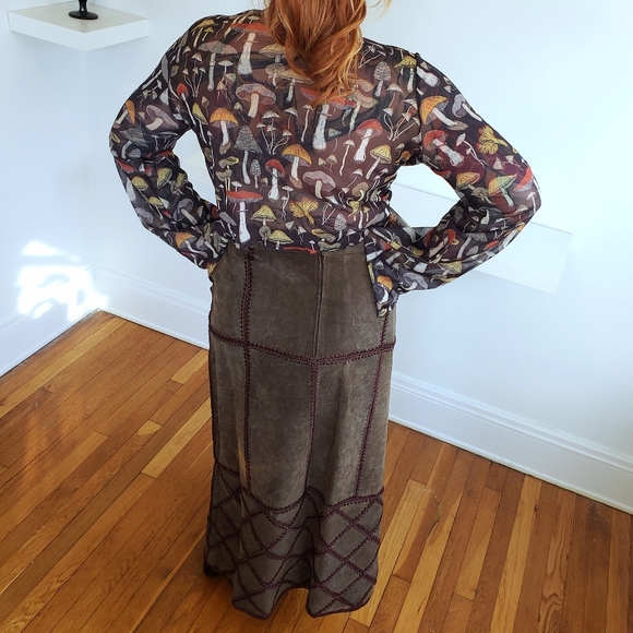 Patchwork Suede Maxi Skirt Size 16 - Picture 3 of 7